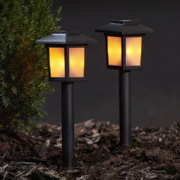 STAR TRADING Flame Mini LED solar pillar light, set of 2
