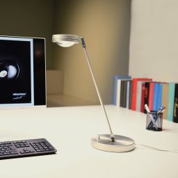 Megatron Ottica LED table lamp with dimmer, titanium