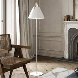 DFTP by Nordlux Strap floor lamp, metal, leather strap, white
