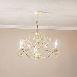 Luminex Florina chandelier with floral decoration, 3-bulb