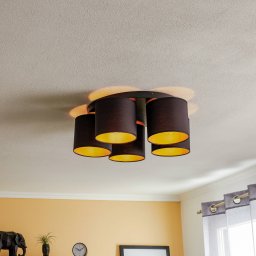 Luminex Jovin ceiling light with five lampshades, black/gold