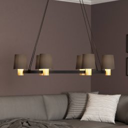 EGLO Edale chandelier, 6 lampshades cappuccino, oval