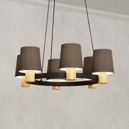 EGLO Edale chandelier, 6 lampshades cappuccino, round