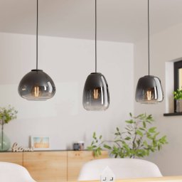 EGLO Aguilares hanging light, smoked glass, 3-bulb, linear