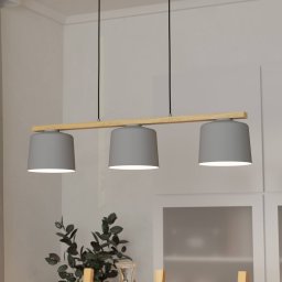 EGLO Pendant light Mariel 3-bulb light grey wood Natur