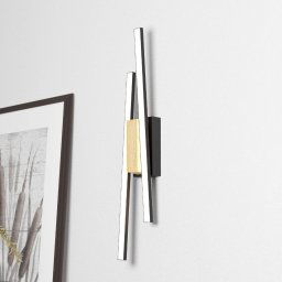 EGLO Panagria LED wall light, black with wood detail