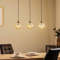 EMIBIG LIGHTING Glassy pendant light, 3-bulb, straight, black, amber, glass