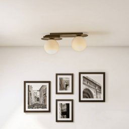 EMIBIG LIGHTING Plaza ceiling lamp, black/opal, 2-bulb