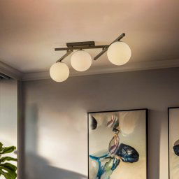 EMIBIG LIGHTING Smart ceiling lamp, black/opal, 3-bulb