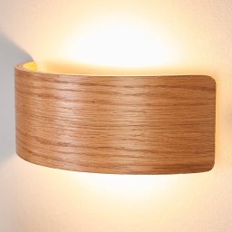 Lindby LED wall light Rafailia, width 23cm, wood, 3,000 K