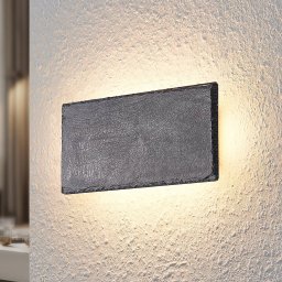 Lindby LED wall light Peetu, 22 cm long, slate, dimmable