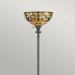 QUOIZEL Kami uplighter floor lamp with a Tiffany-style lampshade