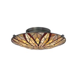 QUOIZEL Victory ceiling light, Tiffany-style lampshade