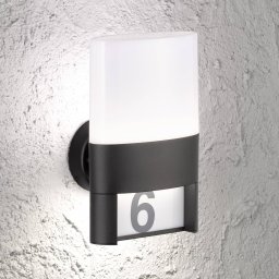WOFI LED outdoor wall light Diego, black, house number light