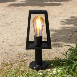 LUTEC Fia pillar light, matt black with clear glass