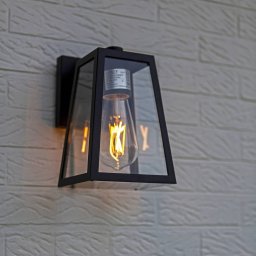 LUTEC Fia outdoor wall lamp, matt black with clear glass