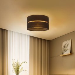 Duolla Duo ceiling light, rattan, Ø 40 cm, black
