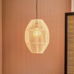 Viokef Anteo hanging light made of rattan, high oval