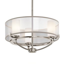 KICHLER Saldana chandelier three-bulb tin-plated organza