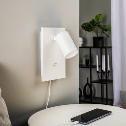 Arcchio spotlight Brinja, white, metal, USB-C, switch, GU10