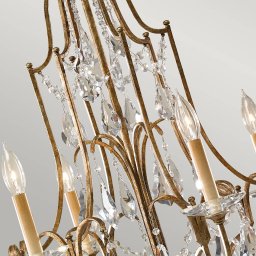 FEISS Valentina chandelier, 6-bulb, bronze/crystal