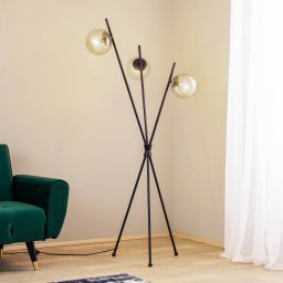 Lucande Sotiana floor lamp, 3 glass spheres, black