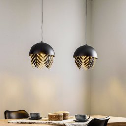 Lucande Aparas hanging light leaf look, 2-bulb