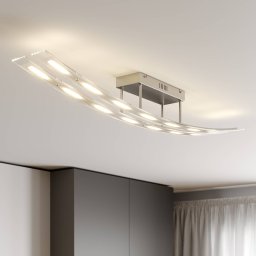 Lindby LED ceiling light Jarda, glass, 134 cm long, dimmable