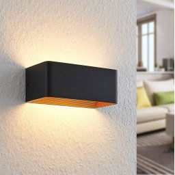 Arcchio LED wall lamp Karam, 20 cm, black, metal, up/down