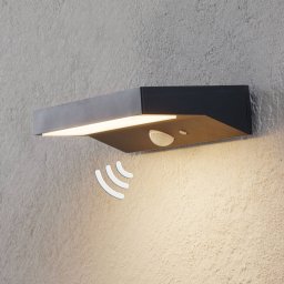 Lindby LED solar outdoor wall light Maresia, sensor, anthracite