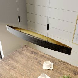Lucande Black LED hanging light Lio with gold decoration