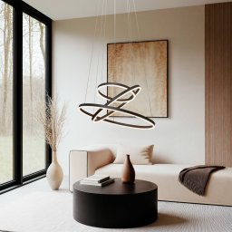Arcchio LED pendant light Albiona, black, 3 rings, Ø 80 cm