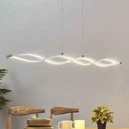 Lucande Roan LED linear pendant light, wave-shaped