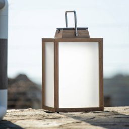 Les Jardins Tradition teak LED solar lantern Height 40 cm