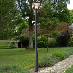 Lucande Dunia outdoor light, anthracite, metal, height 220 cm