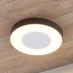 Lucande Sora LED outdoor ceiling light, round, sensor, IP54