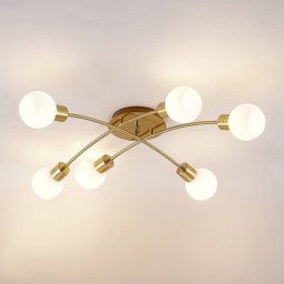 Lindby Agmar ceiling light, brass, 6-bulb