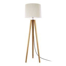 HerzBlut Anni floor lamp, oiled knotty oak/cream