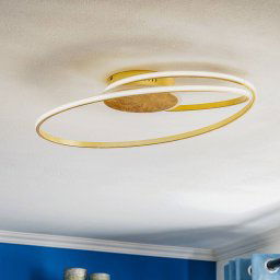 Lindby LED ceiling light Dorle, Ø 60 cm, gold, aluminium