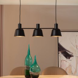 Lucande Servan pendant light, black, 3-bulb