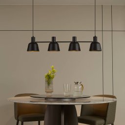 Lucande Servan hanging light, black, 4-bulb