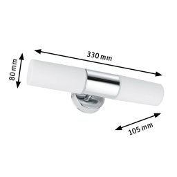 Paulmann Lenia wall lamp IP44 chrome/opal 2-bulb