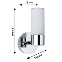 Paulmann Eleon wall lamp IP44 chrome/opal 1-bulb