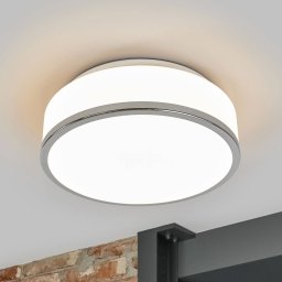 Searchlight Flush IP44 ceiling light, Ø 28cm, chrome