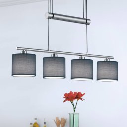 Trio Lighting Grey fabric shades - Garda 4-bulb pendant light