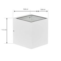 Prios outdoor wall light Tetje, white, angular, 11.5 cm