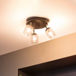 Lindby spot Katjana, 3-bulb, Ø 20 cm, smoked glass