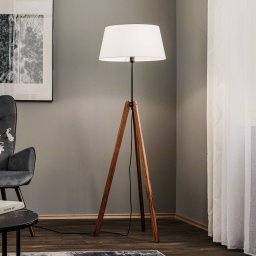 Quitani floor lamp Reba, tripod, chintz white