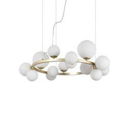 Ideallux Ideal Lux Perlage pendant brass/white 14flg Ø 85 cm