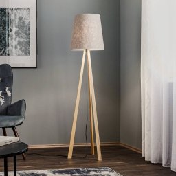 Quitani Tripod floor lamp Jata, wood, felt, grey